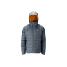 Rab Men's Valiance Waterproof Down Jacket in Steel - worn, hood up, front