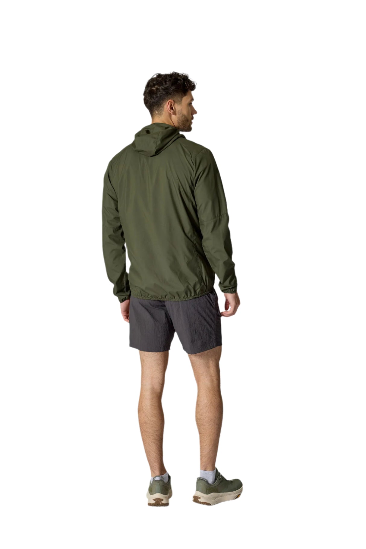Rab Men's Windgather Hooded Jacket in Green - worn back
