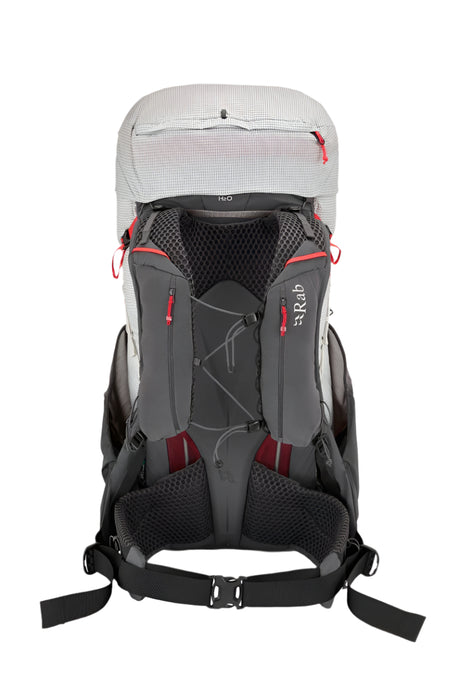 Rab Muon 50L Hiking Pack in Pewter/Graphene - Back View