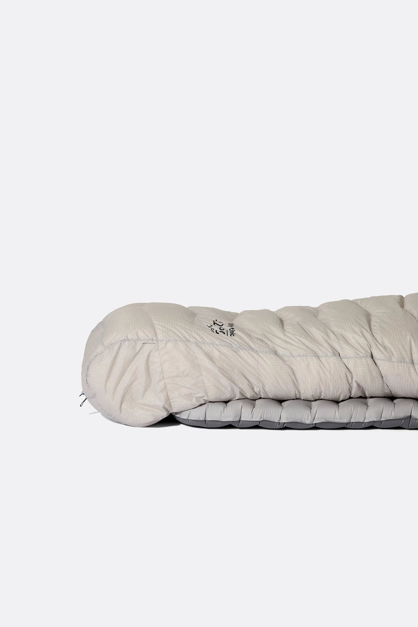 Rab Mythic Down Sleeping Bag (0°C/32F) in Dark Pewter - Model Lying Side
