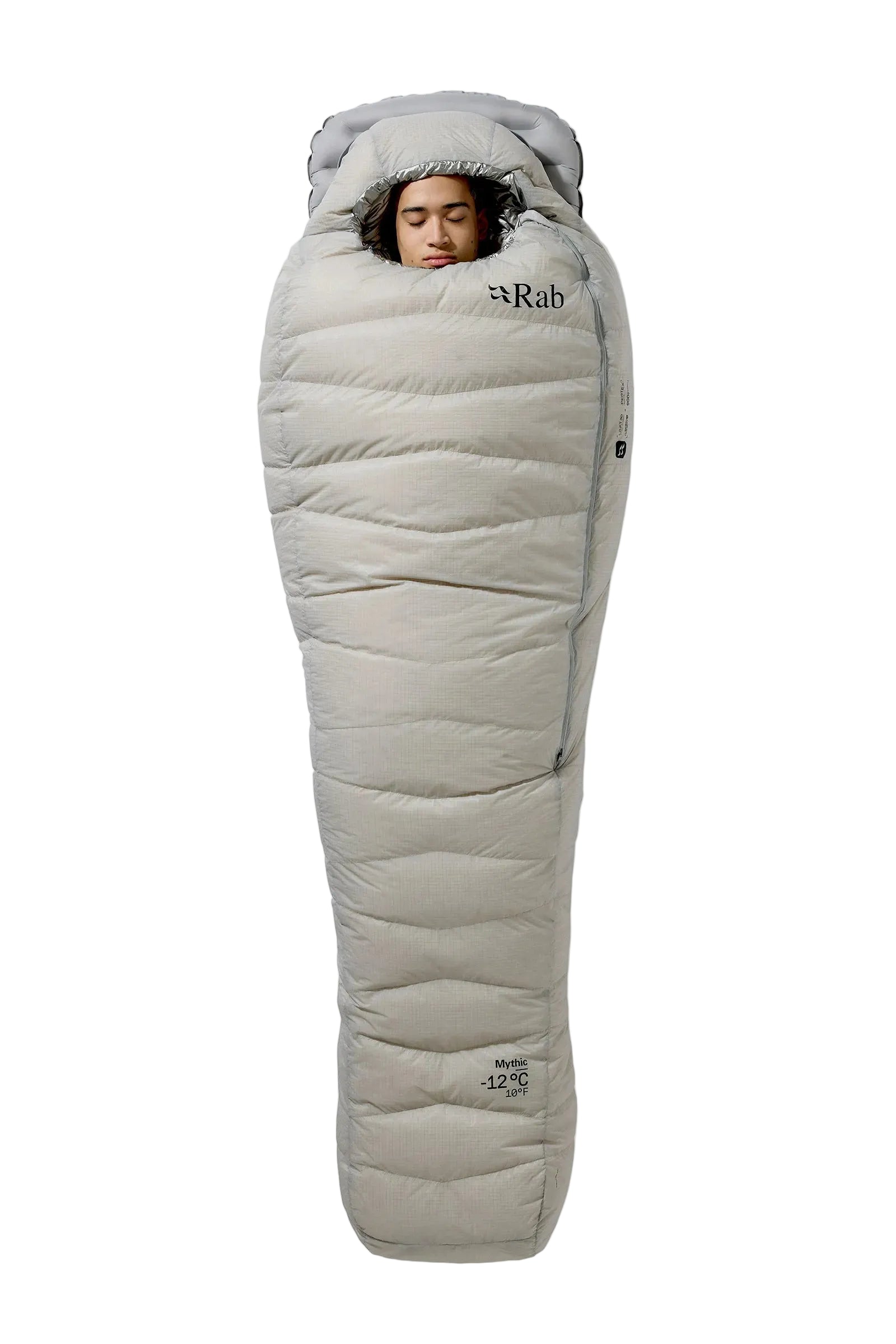Rab Mythic Down Sleeping Bag (0°C/32F) in Dark Pewter - Model Standing