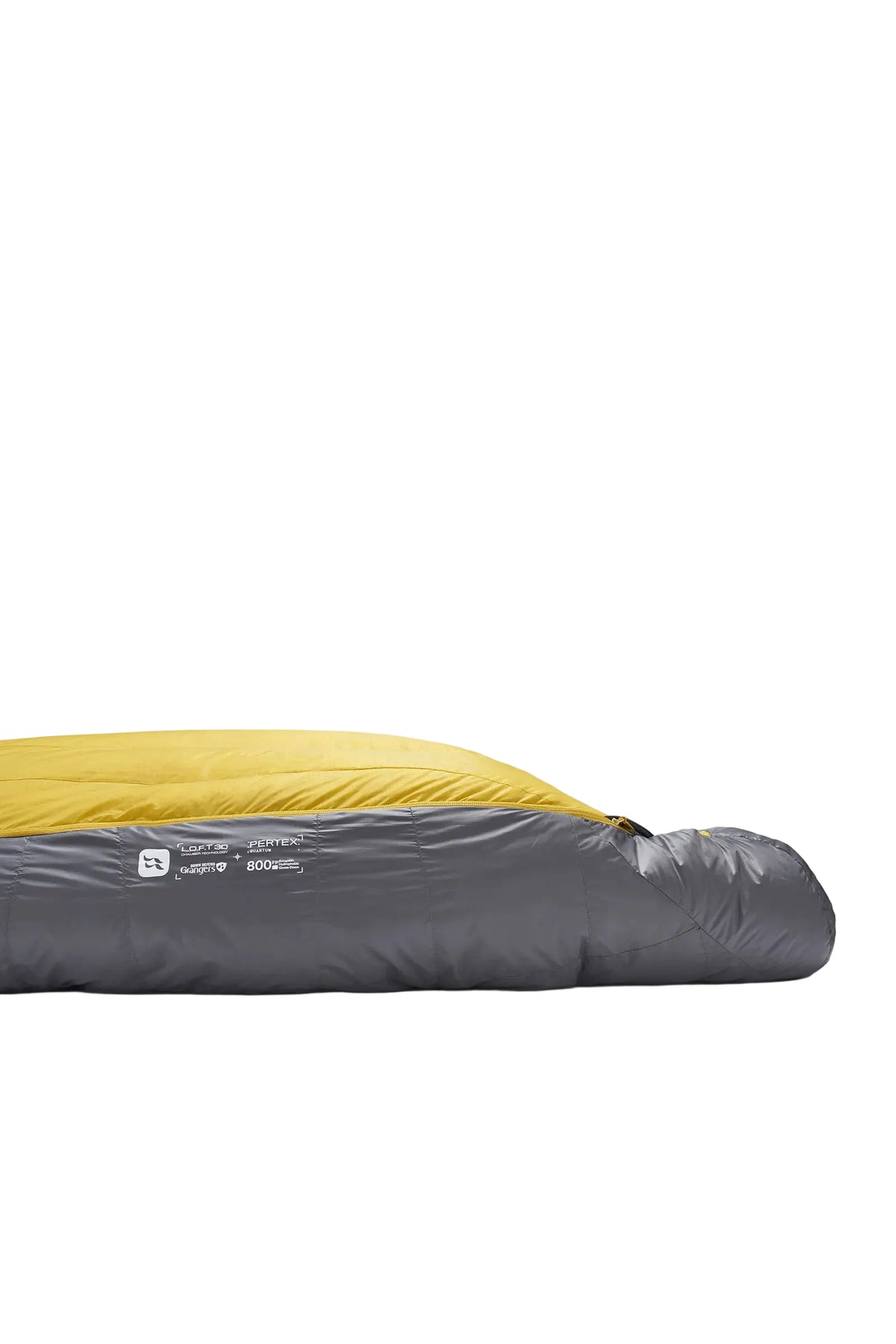 Rab Neutrino Down Sleeping Bag (0°C/32F) in Graphene/Dark Pollen - Side Profile