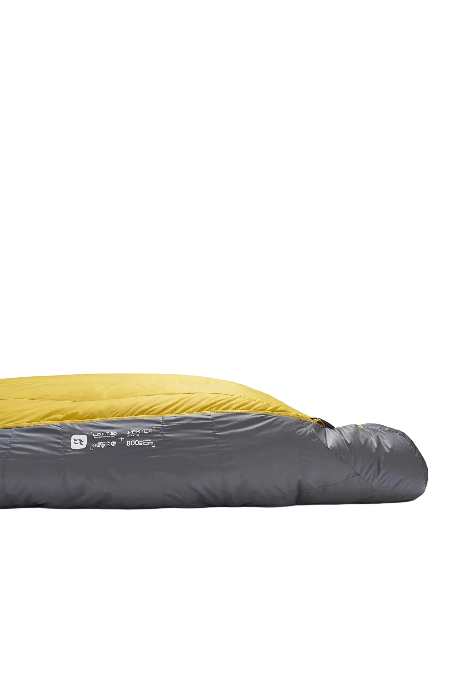 Rab Neutrino Down Sleeping Bag (0°C/32F) in Graphene/Dark Pollen - Side Profile