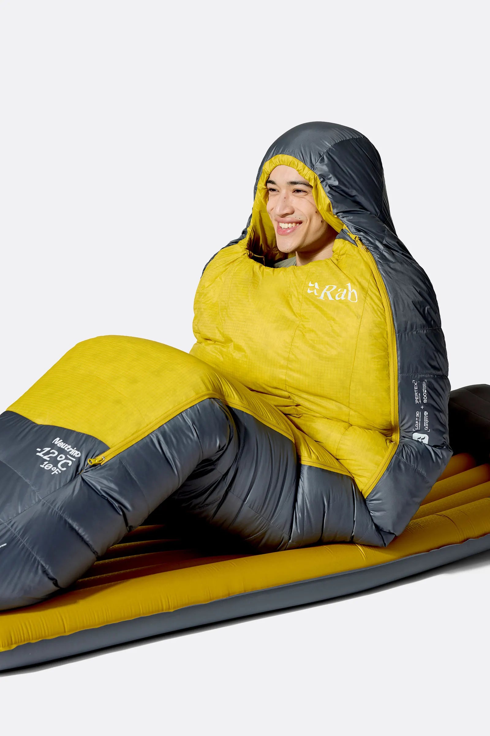 Rab Neutrino Down Sleeping Bag (-6°C/20F) in Graphene/Dark Pollen - Baffle Construction Detail