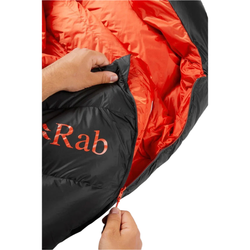 Rab Neutrino Pro 700 Sleeping Bag in Granite - hood drawcord detail