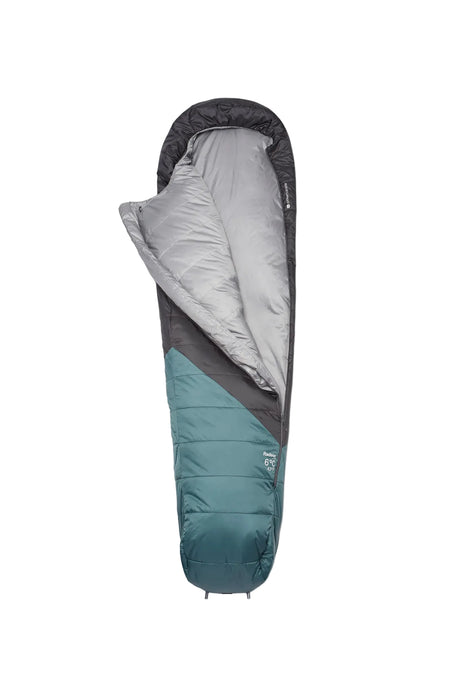 Rab Radeon Synthetic Sleeping Bag (-6°C/20F) in Sage/Graphene - styled, angled