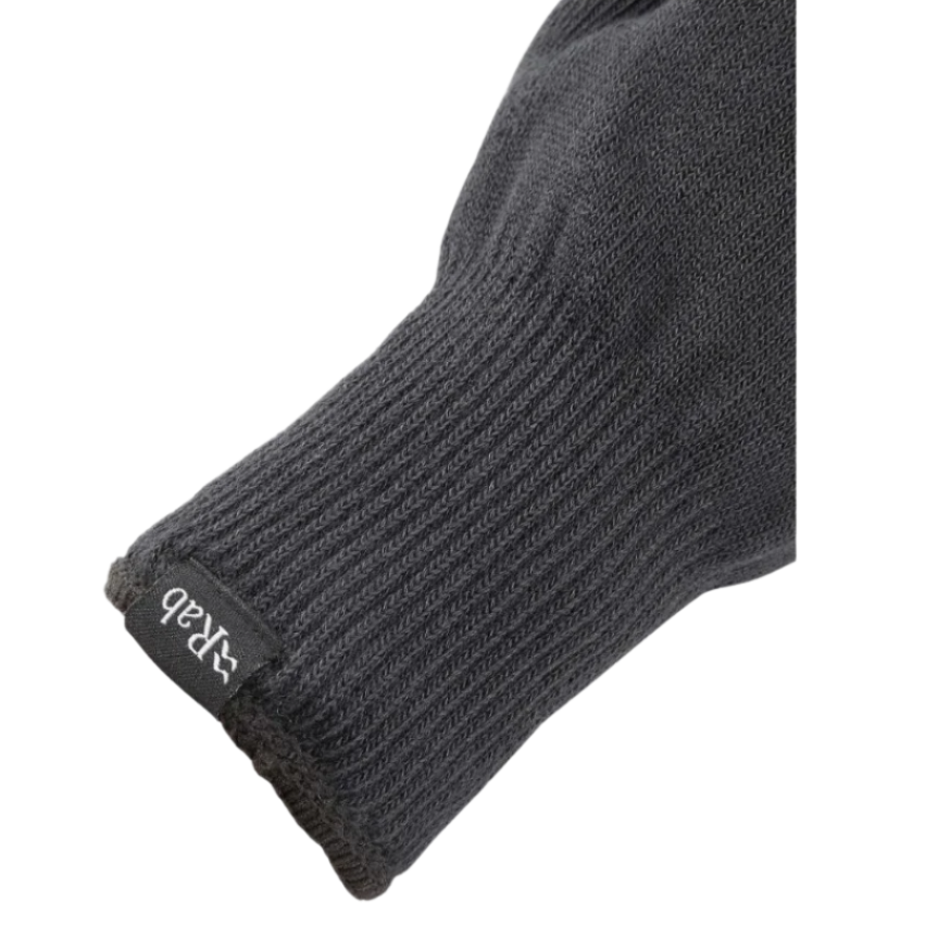 Rab Stretch Knit Gloves in Black - cuff detail