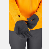 Rab Stretch Knit Gloves in Black - worn, detail
