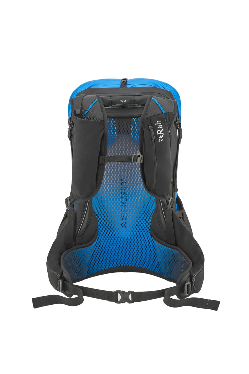 Rab Syclon XP 30L Waterproof Pack in Black/Maya Blue - Back Standalone