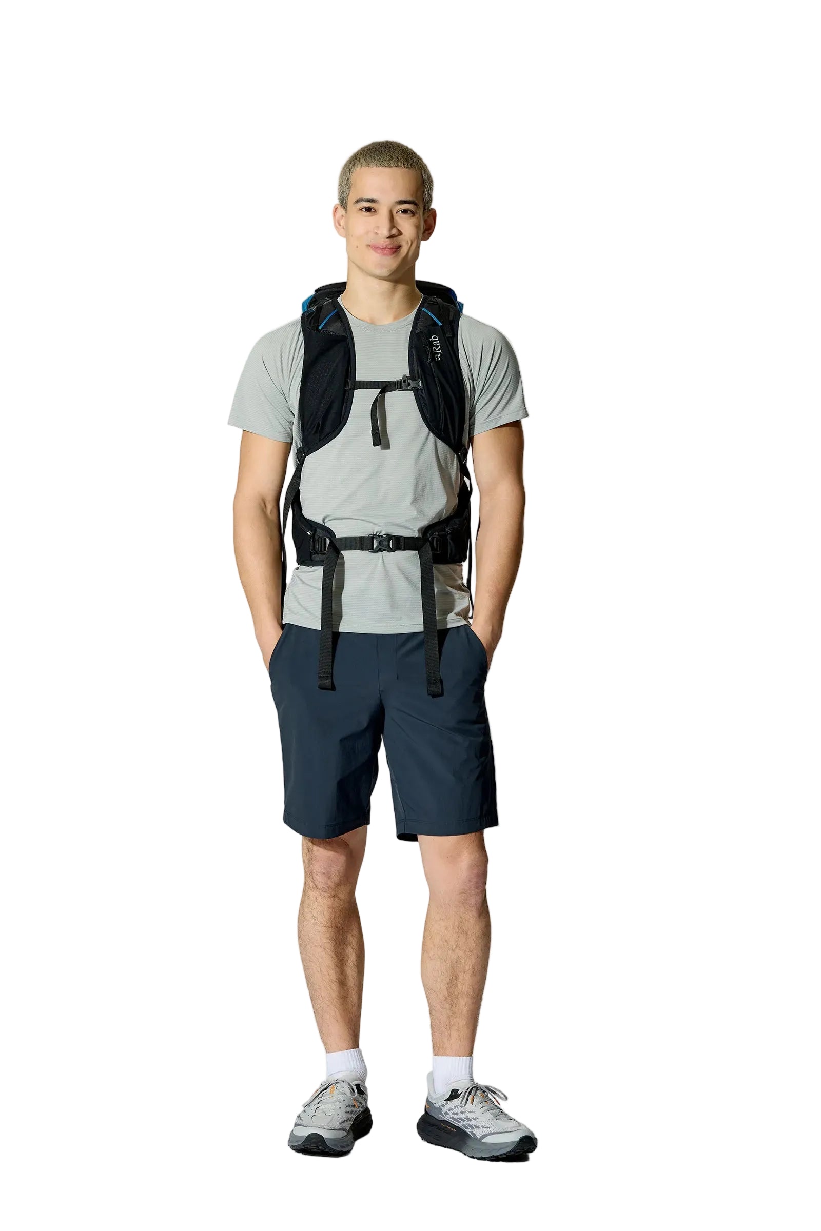 Rab Syclon XP 30L Waterproof Pack in Black/Maya Blue - Front View On Model 3