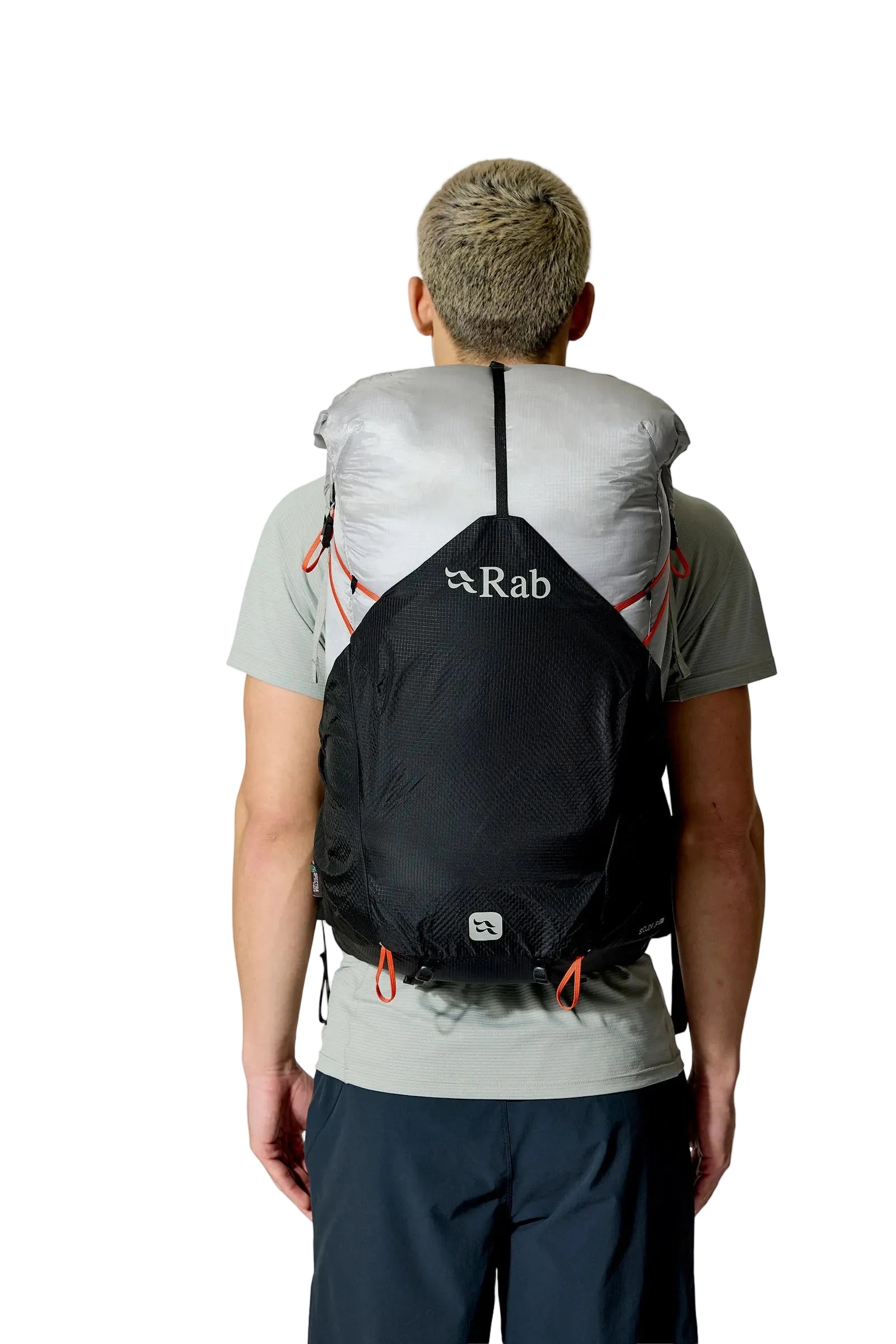 Rab Syclon XP 40L Waterproof Pack in Black/Dark Pewter - Back View On Model