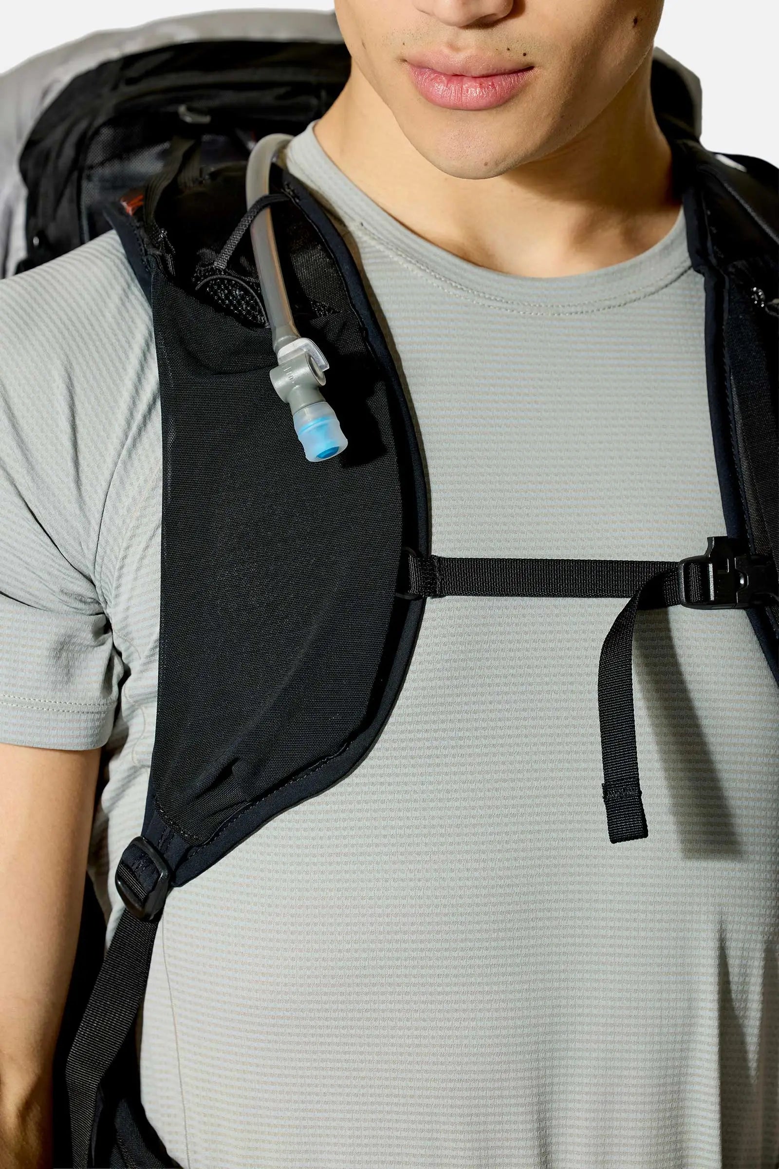 Rab Syclon XP 40L Waterproof Pack in Black/Dark Pewter - Chest Strap Detail