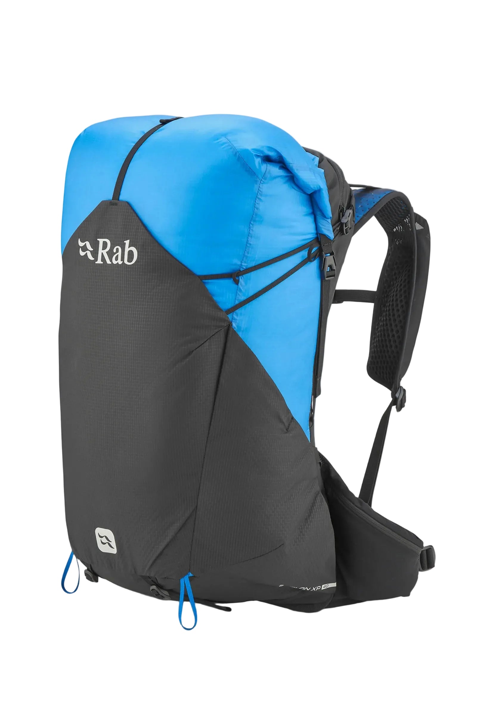 Rab Syclon XP 40L Waterproof Pack in Black/Maya Blue - Three Quarter Standalone