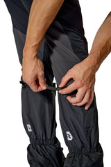 Rab Trek Gaiter in Black - worn, hook-and-loop closure detail, close-up