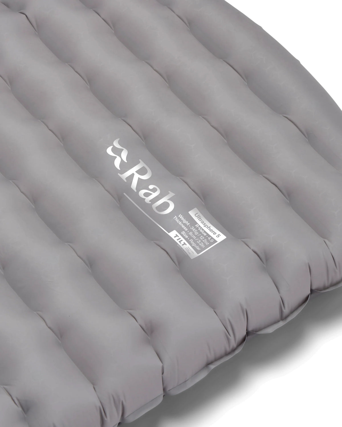 Rab Ultrasphere 5 Sleeping Mat in Dark Pewter - spec label detail