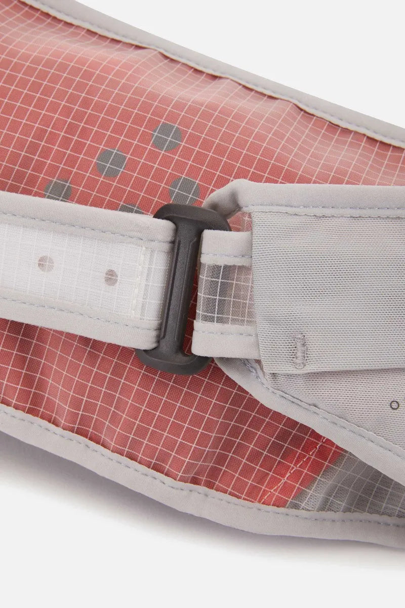 Rab Veil 1L Lightweight Belt Pack in Gargoyle/Graphene - Hook and Loop Belt Buckle Detail