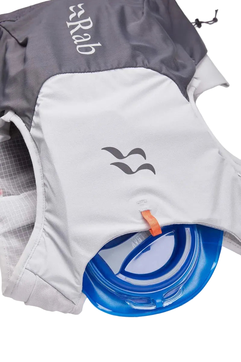 Rab Veil 6L Lightweight Running Vest in Gargoyle/Graphene - Bungee Pole Holder Close Up