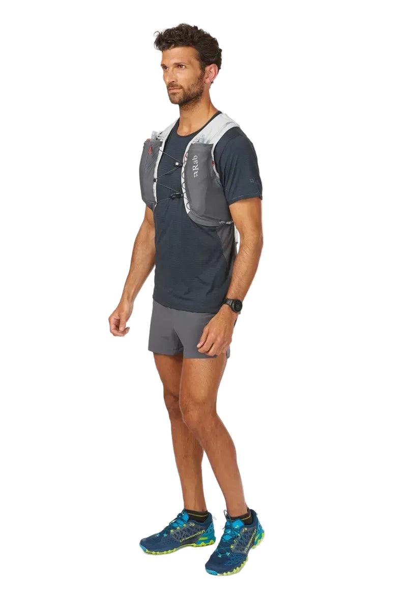 Rab Veil 6L Lightweight Running Vest in Gargoyle/Graphene - Model Walking Front View