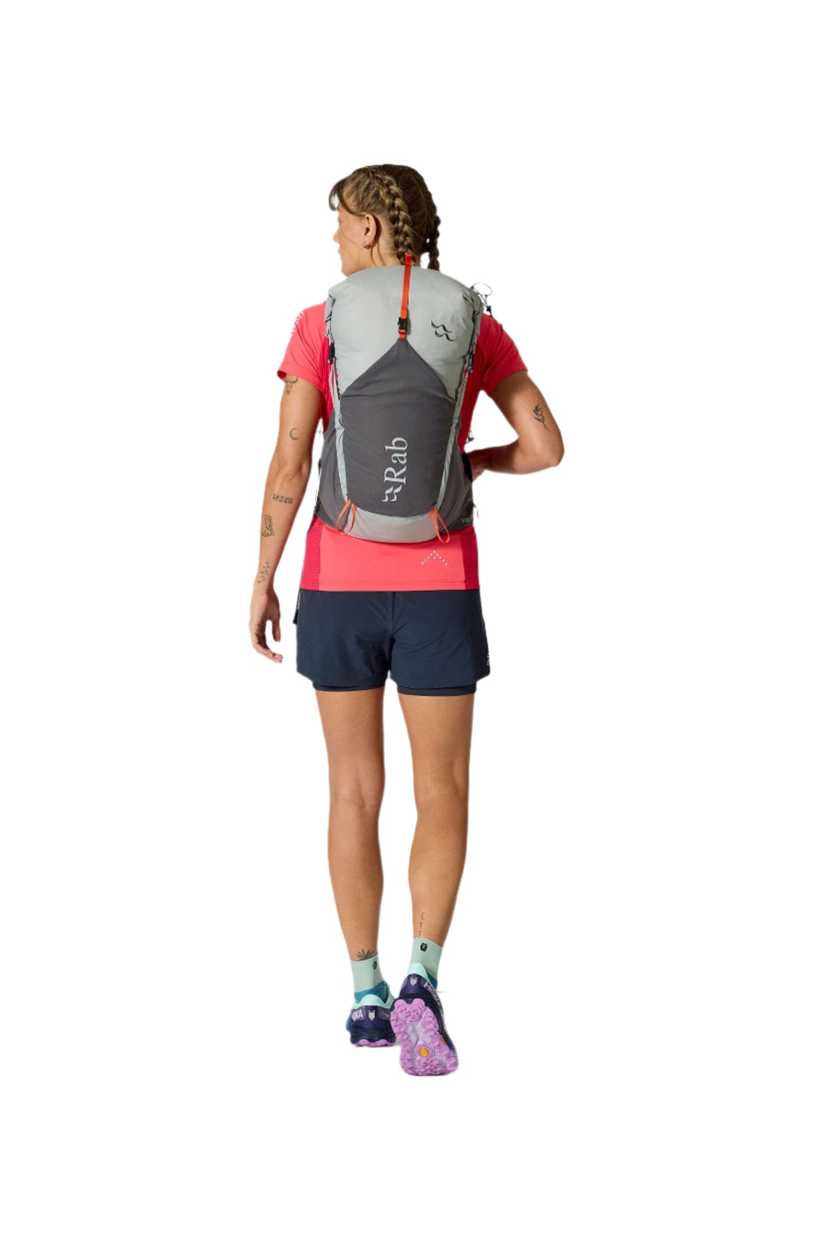 Rab Veil XP 20L Waterproof Pack in Pewter/Graphene - On Model Back View