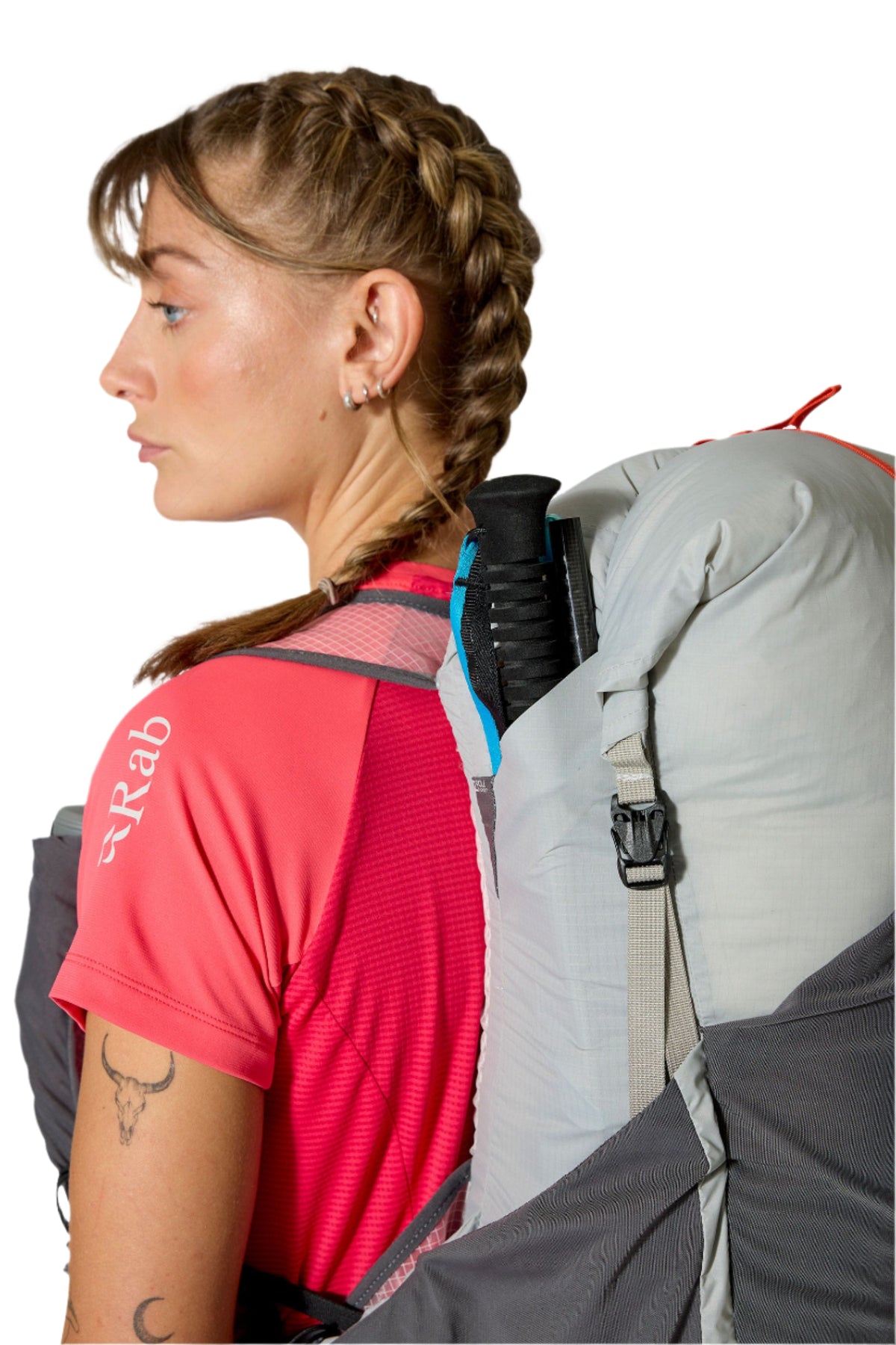 Rab Veil XP 20L Waterproof Pack in Pewter/Graphene - On Model Side View