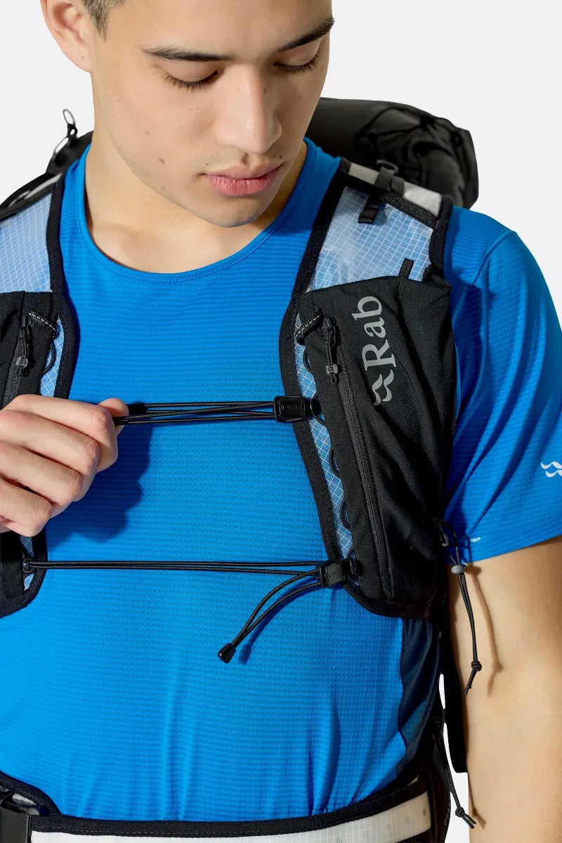 Rab Veil XP 30L Waterproof Pack in Black - On Model Harness Detail
