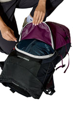 Rab Women's Airox ND 34 Day Pack in Mulberry/Black - Lid Pocket Open