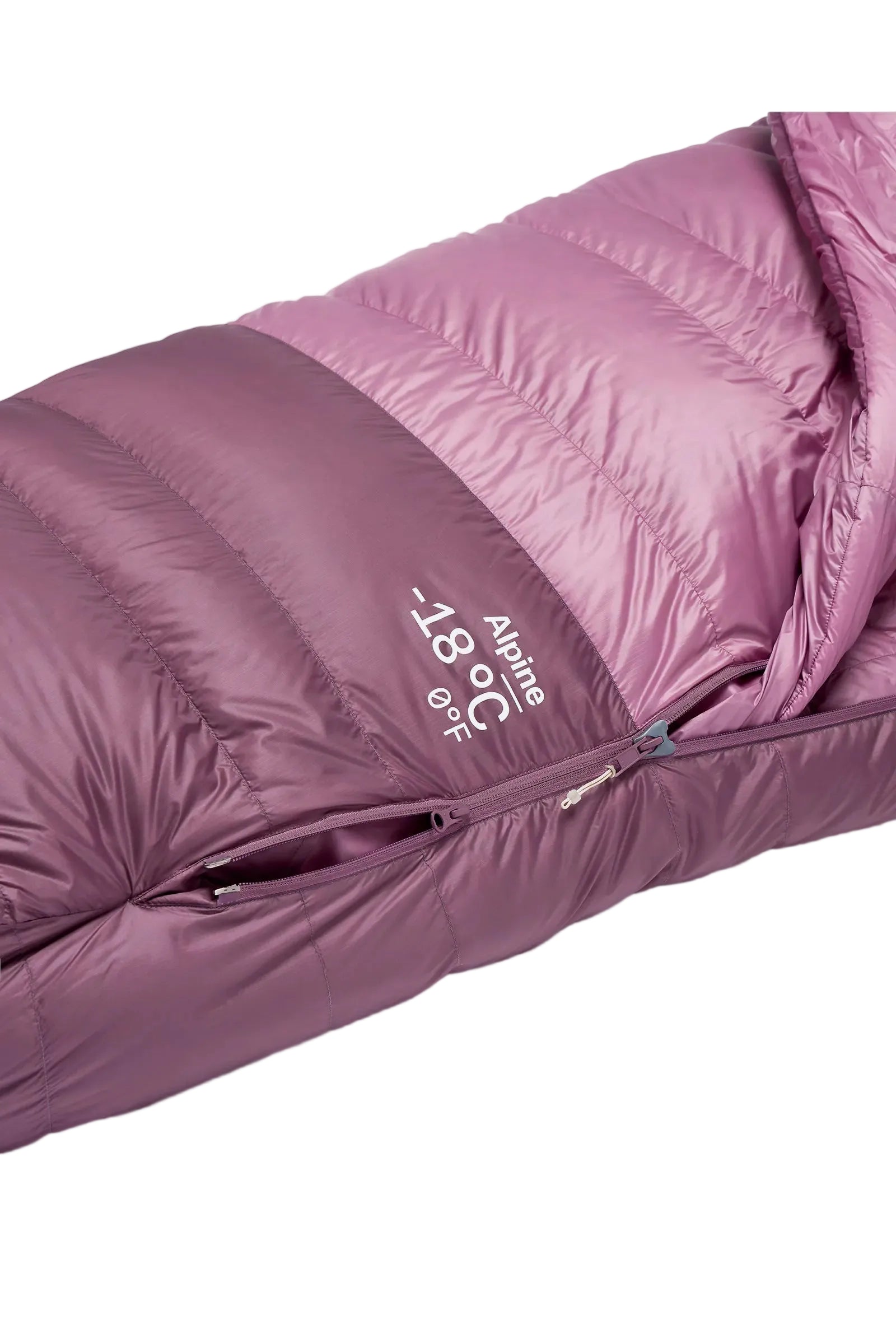 Rab Women's Alpine Down Sleeping Bag (-6°C/21F) in Iris/Dark Iris - Baffle Detail