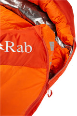 Rab Women's Andes Infinium 800 Down Sleeping Bag in Atomic - zip detail