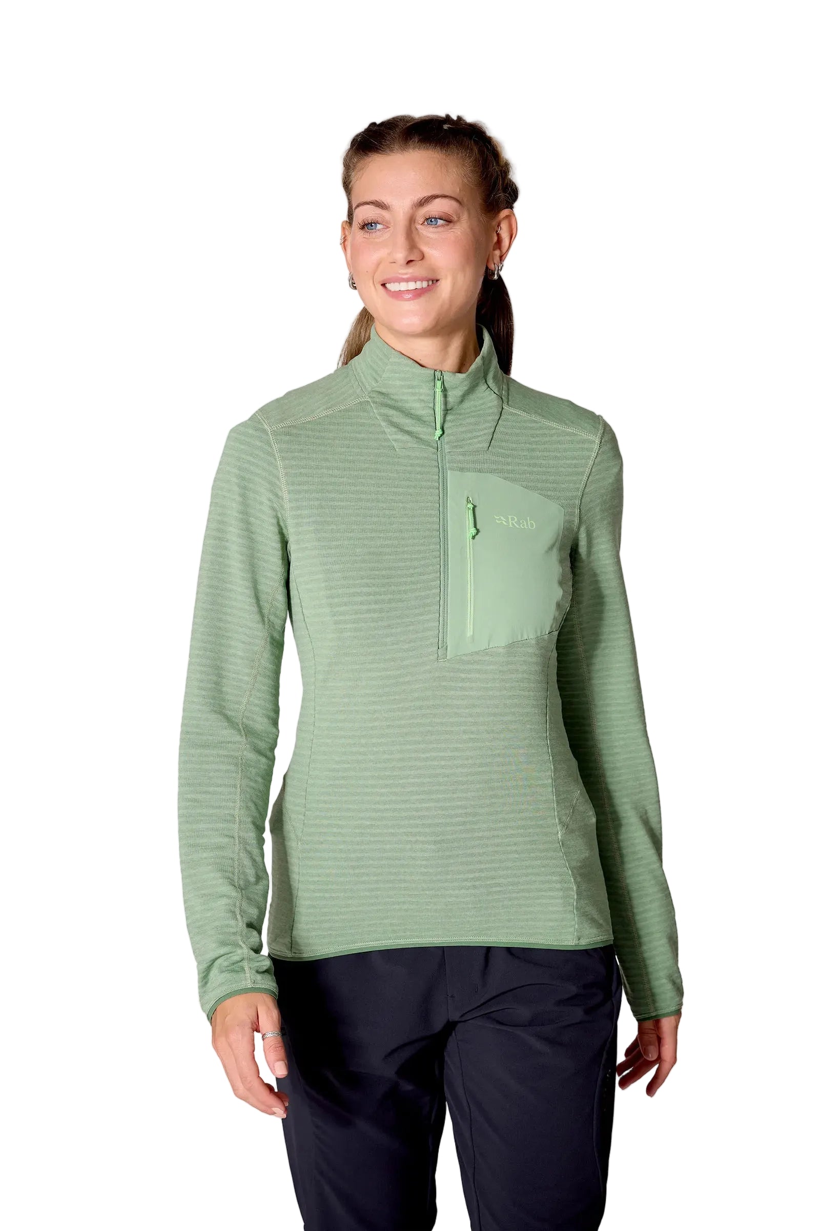 Rab Women's Ascendor Light Pull-On in Dark Fig Green - worn