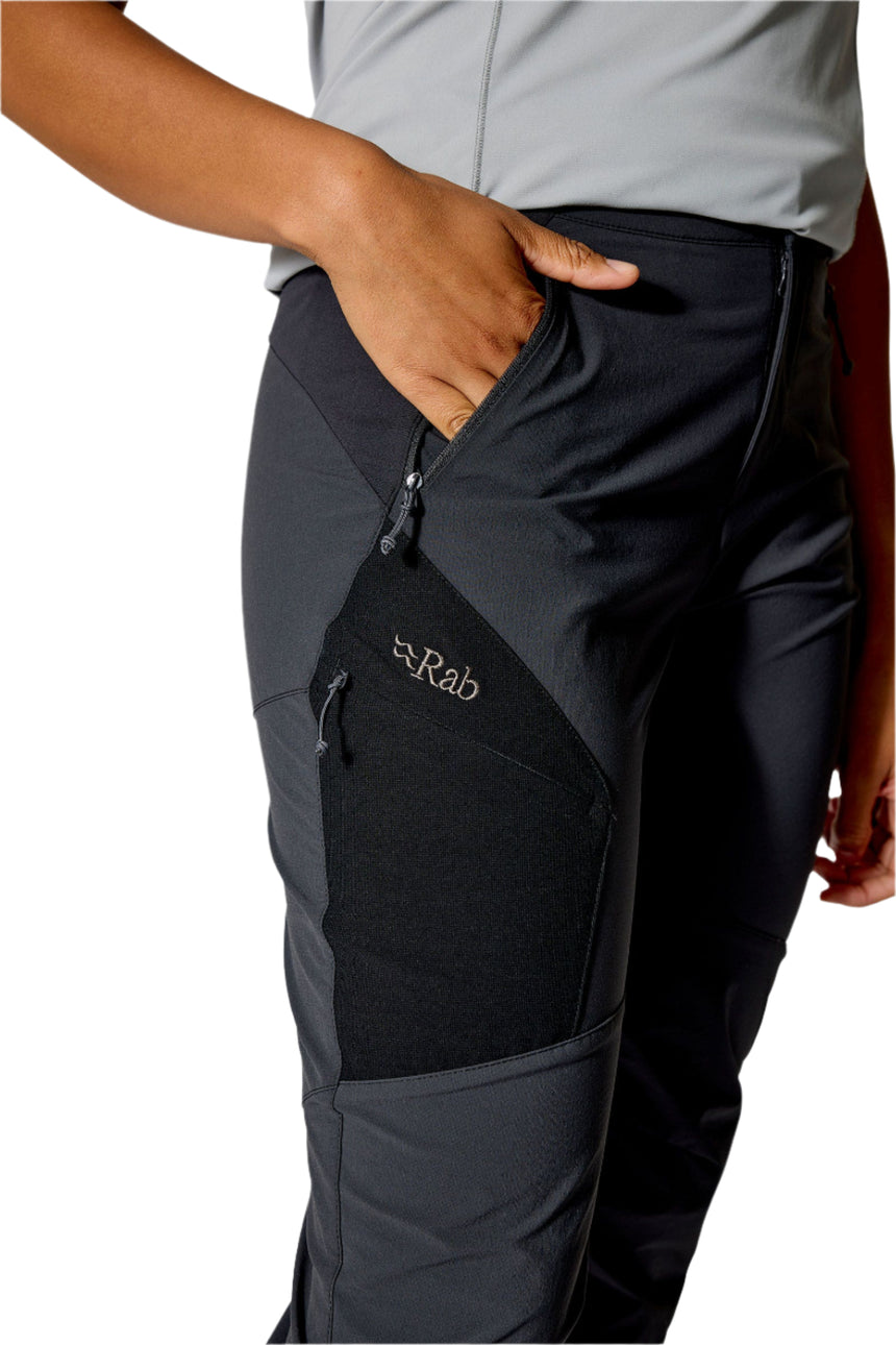 Rab Women's Ascendor Pants in Anthracite - hip pocket detail