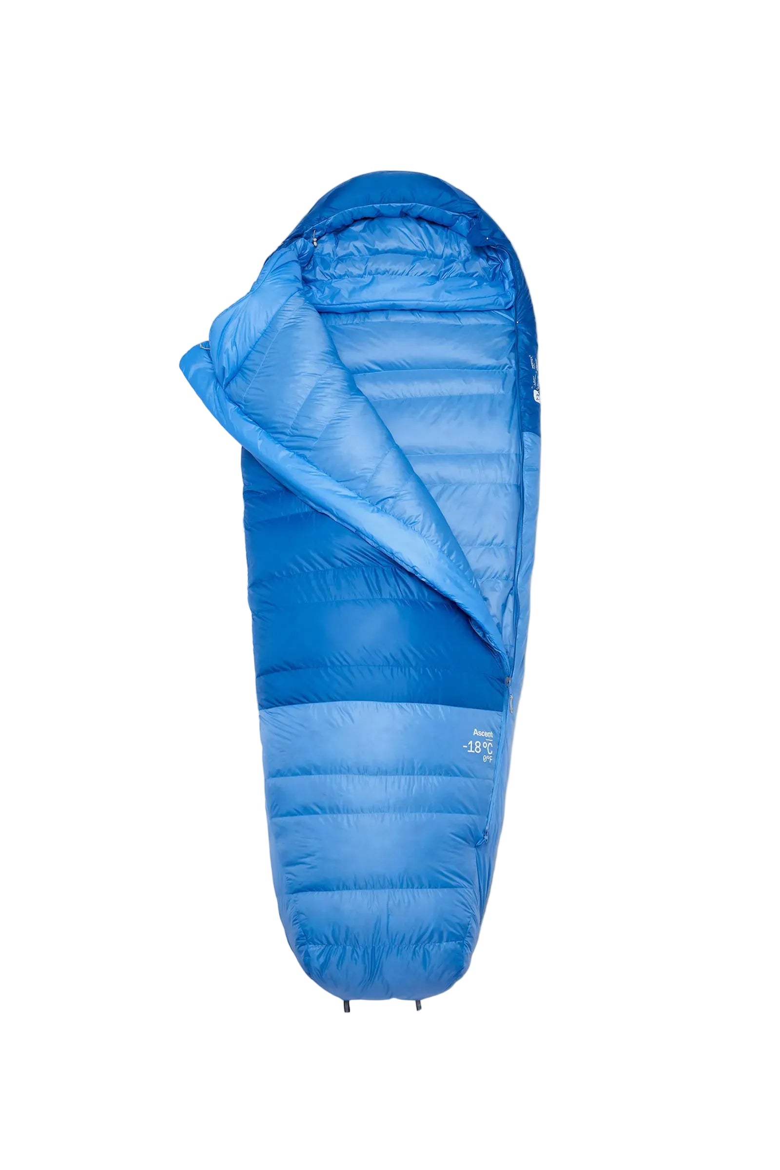 Rab Women's Ascent Down Sleeping Bag (-18°C/0F) in Dark BlueBird/BlueBird - Laid Flat Front