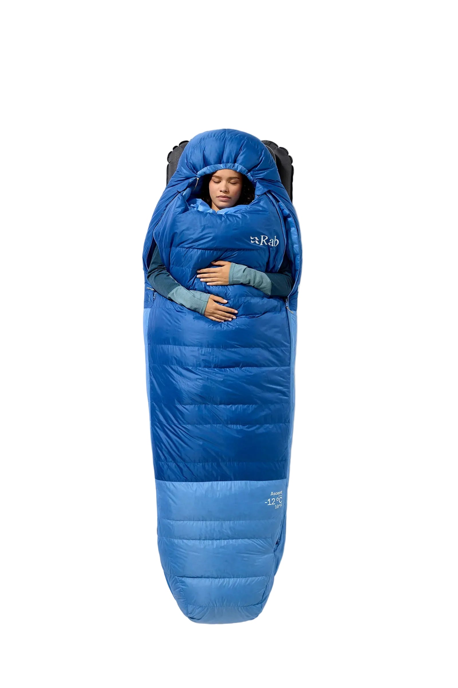 Rab Women's Ascent Down Sleeping Bag (-18°C/0F) in Dark BlueBird/BlueBird - Laid Flat Top
