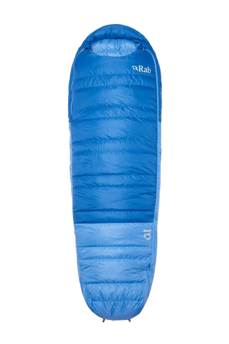 Rab Women's Ascent Down Sleeping Bag (-6°C/20F) in Dark Bluebird/Bluebird - Front
