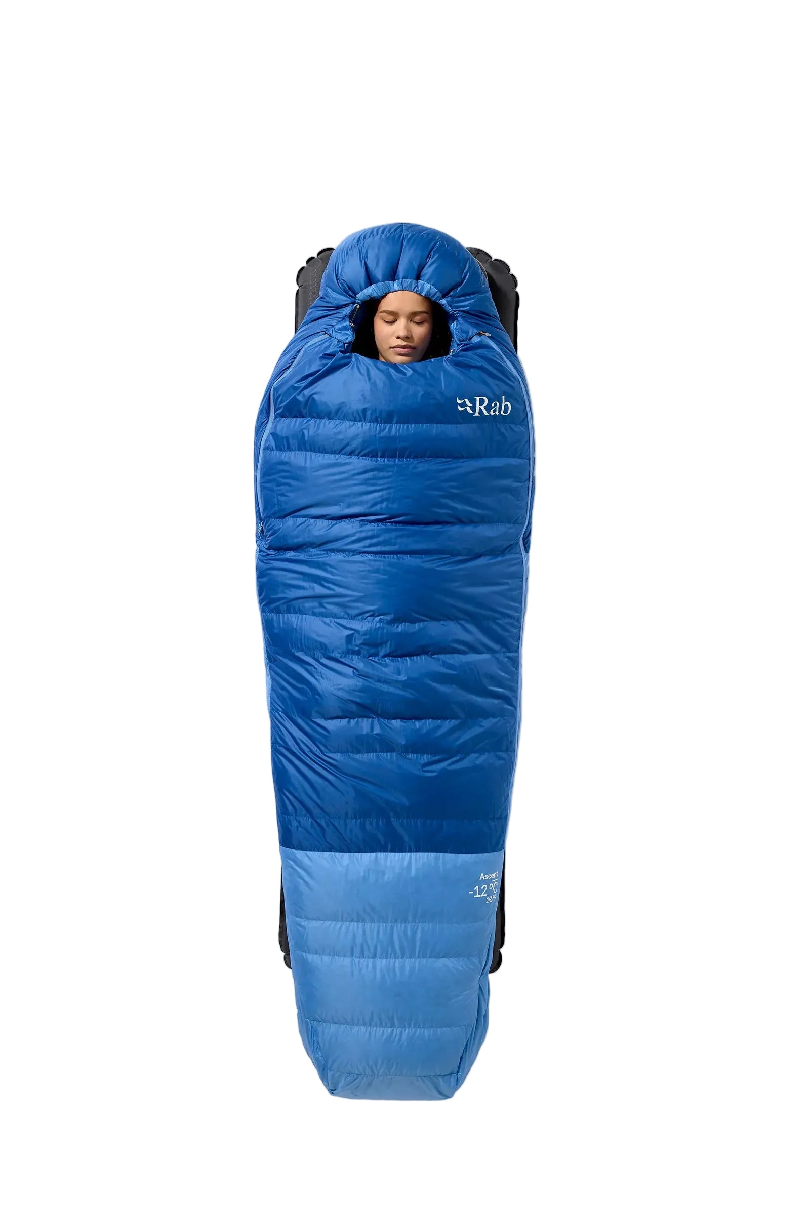 Rab Women's Ascent Down Sleeping Bag (-6°C/20F) in Dark Bluebird/Bluebird - Laid Flat Open