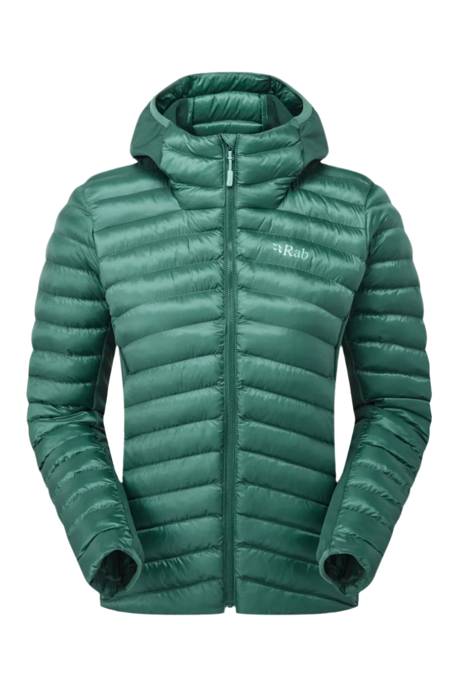 Rab Women's Cirrus Flex Insulated Hooded Jacket in Eucalyptus/Green Slate - front