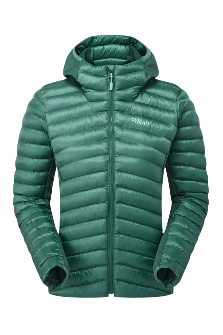Rab Women's Cirrus Flex Insulated Hooded Jacket in Eucalyptus/Green Slate - front