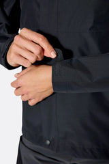 Rab Women's Downpour Eco Jacket in Black (styling reference) - cuff detail, worn