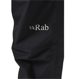 Rab Women's Downpour Eco Waterproof Full Zip Pants in Black - logo detail