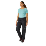 Rab Women's Downpour Eco Waterproof Full Zip Pants in Black - worn, front