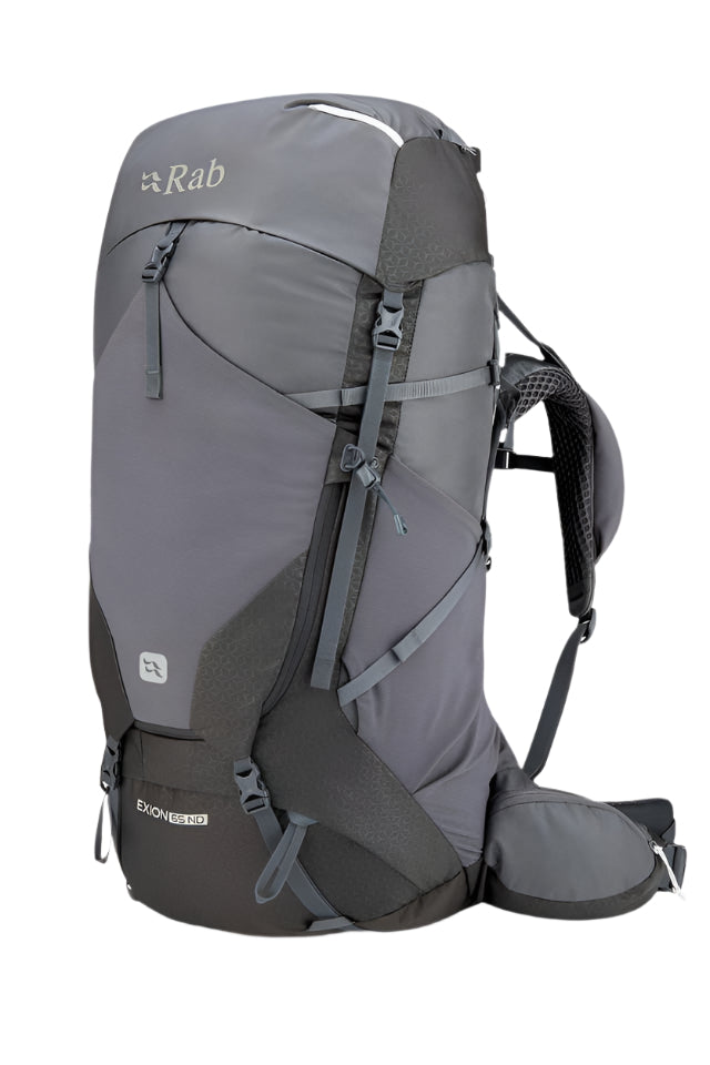 Rab Women's Exion ND65L Hiking Pack in Anthracite/Graphene - Front View