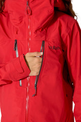Rab Women's Firewall Guide Waterproof Jacket in Summit Red - chest pocket detail