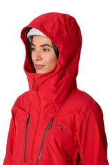 Rab Women's Firewall Guide Waterproof Jacket in Summit Red - hood detail
