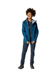 Rab Women's Firewall Mountain Waterproof Jacket in Tempest Blue - worn, full length