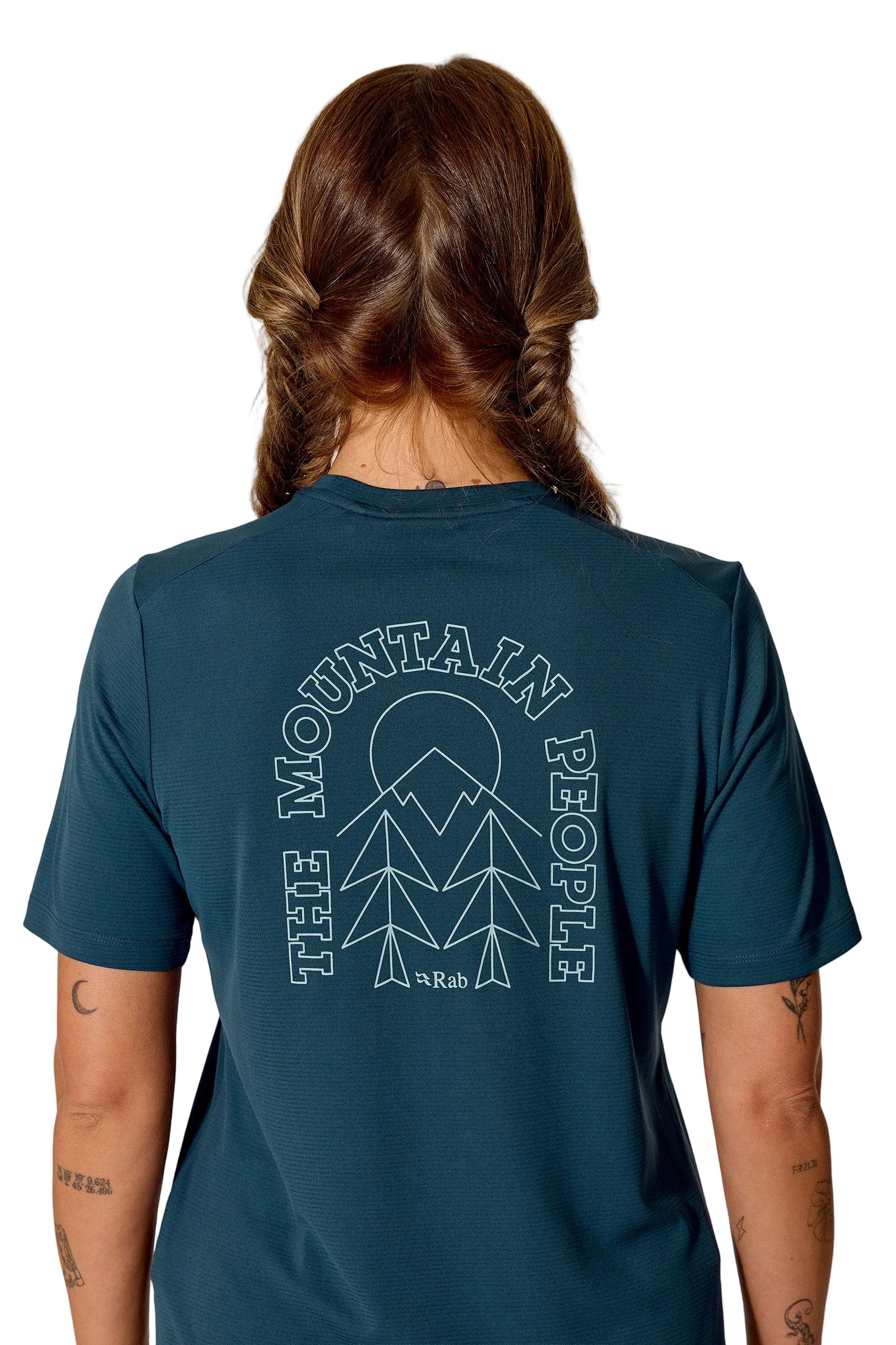 Rab Women's Force Cirque Tee in Tempest Blue - worn
