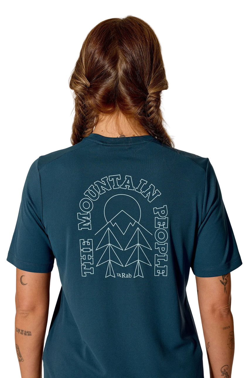 Rab Women's Force Cirque Tee in Tempest Blue - worn