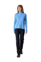 Rab Women's Force LS Zip in Bluebird - full length, worn