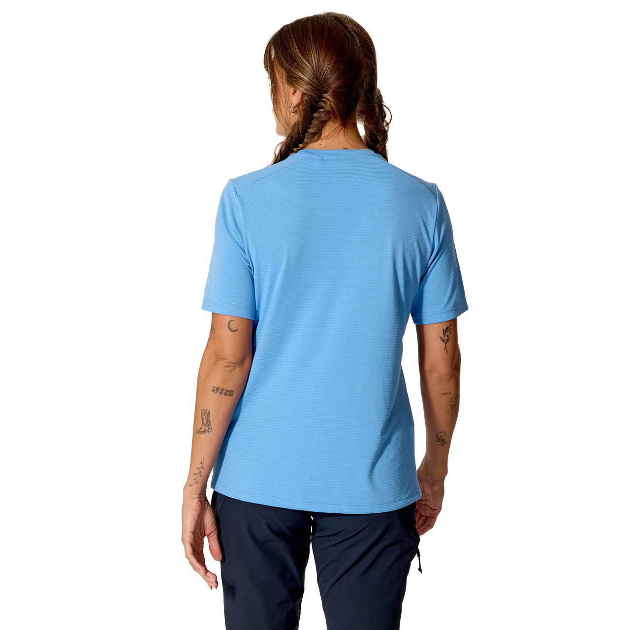 Rab Women's Force Stamp Tee in Bluebird - stamp graphic detail