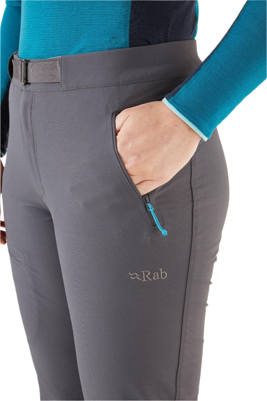 Rab Women's Incline AS Softshell Pants in Graphene - Pocket Detail