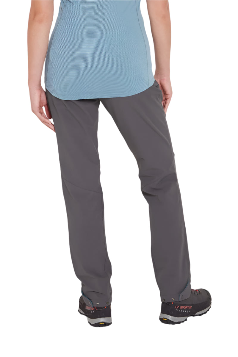 Rab Women's Incline AS Softshell Pants in Graphene - Worn, Waist Detail