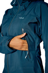 Rab Women's Kangri GORE-TEX Jacket in Tempest Blue (Reference) - Hand Pocket Detail